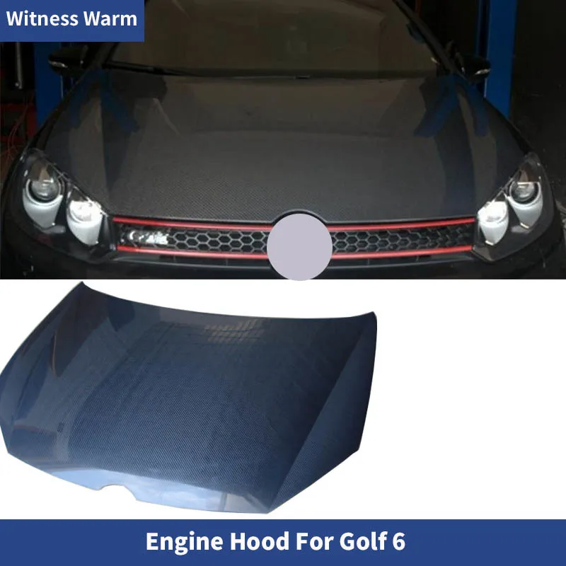 Car Carbon Fiber Hood Fit for 2009 2010 2011 2012 2013 Golf Mk 6 Engine Hood Bonnet Car Styling