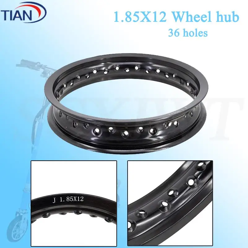 

Motorcycle 1.85x12 32/36 Spokes Holes Front/rear Wheels 12 inch Aluminum Alloy Rim 1.85*12" 12Inch wheel Hub Brand New