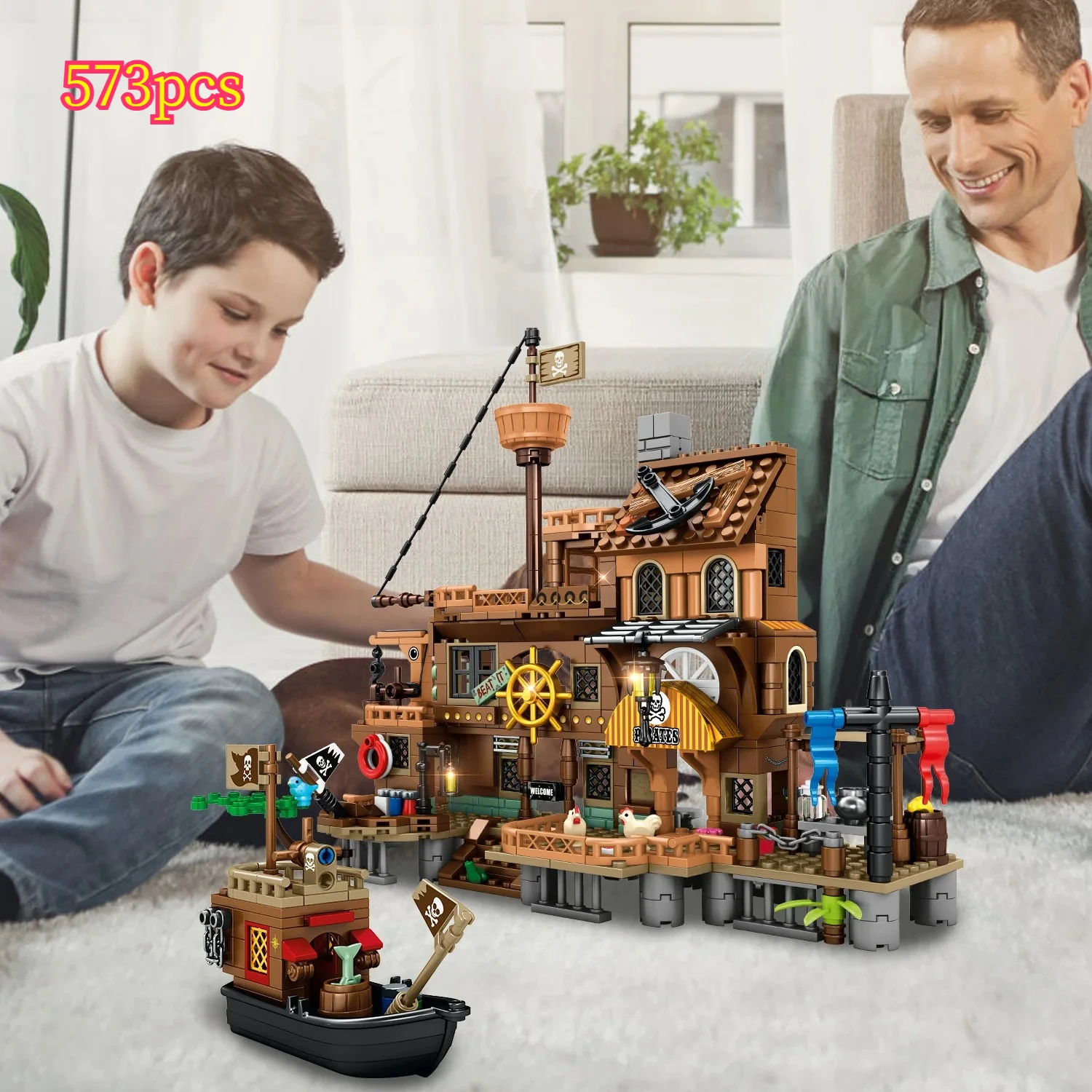 

Ideas Pirate Ship Model Building Blocks Set,Halloween Christmas Gifts,Children'S Toys,Compatible With Legoed Particles，573pcs
