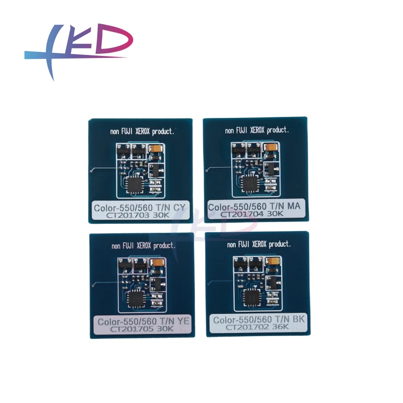 Chip de cartucho de tóner para copiadora, 4 piezas, CT201702, CT201703, CT201704, CT201705, Xerox 550, 560, 570, Compatible