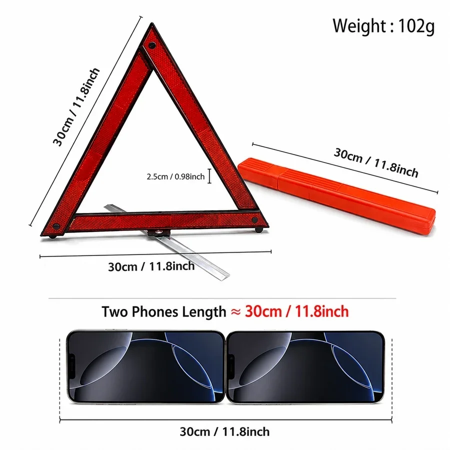 Immagine 5: Triangolo di Emergenza Pieghevole per Auto, Segnale di Stop Riflettente Rosso, Triangolo di Avvertimento per Guasti, Accessori Auto per la Sicurezza