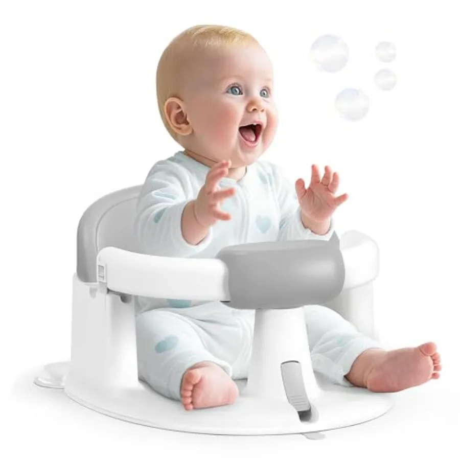 

Детское сиденье для ванной - с мощными присосками и поворотом на 360° ° Подлокотник с поддержкой для рук, легким снятием, нескользящей подушкой и фиксацией