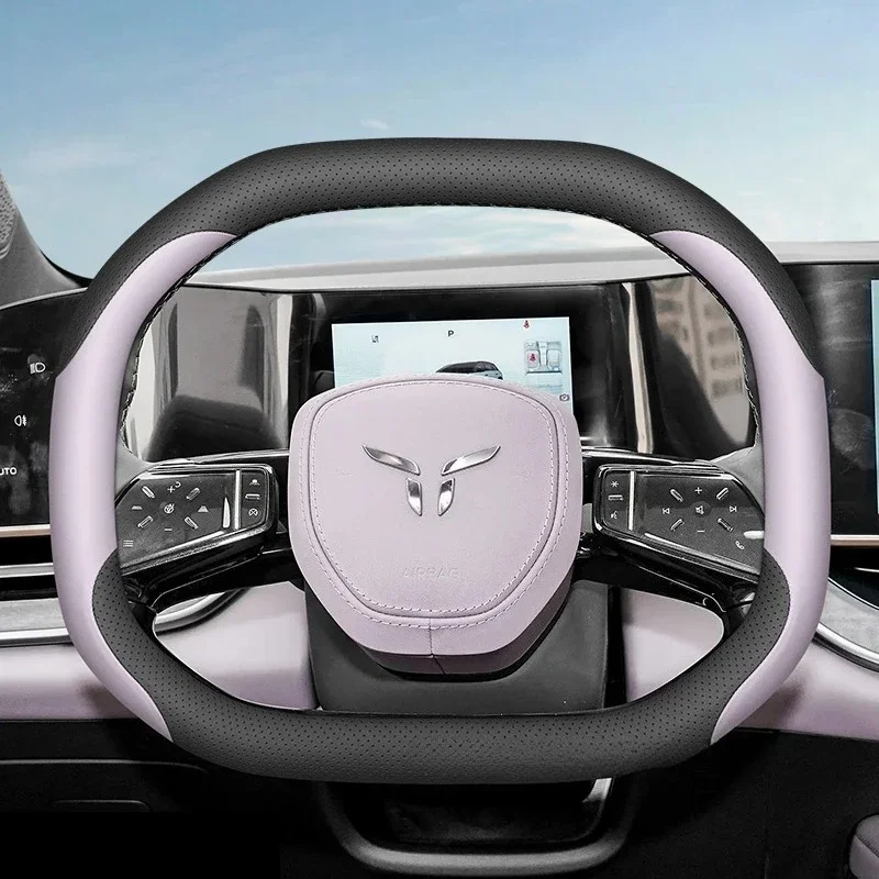 Genuine Leather Ultra Thin Anti Slip Steering Wheel Cover For Hongqi All New EH7 Pro EHS7 2024 2025 Auto Interior Accessories