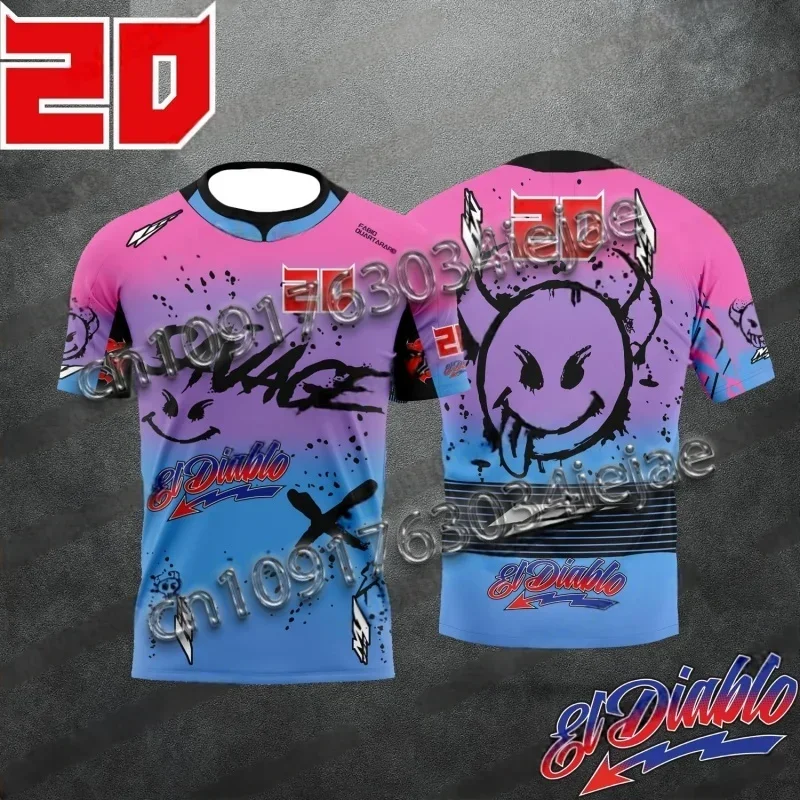 

2025 New Motorcycle Fabio Quartararo20 Driver Summer Men's And Women's Breathable Extreme Sports Casual Sweat Absorbing T-Shirt