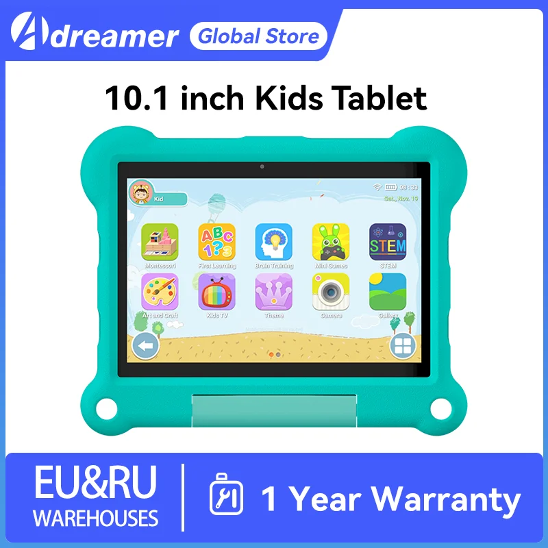 Adreamer KidsPad10 tablet untuk anak, tablet belajar 4GB RAM 64GB ROM 4G LTE 10.1 mAh Android 11 Octa Core 6000 inci