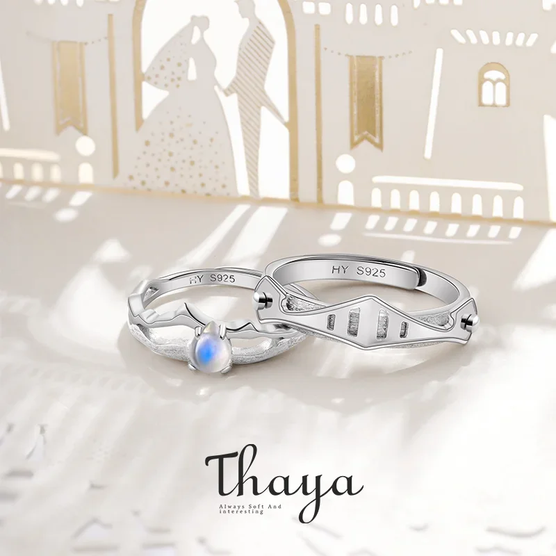 Thaya 100% S925 Silver Rings For Women Princess and Knight Couple Ring Romantic Engagement Ring Vintage Elegant Fine Jewelry