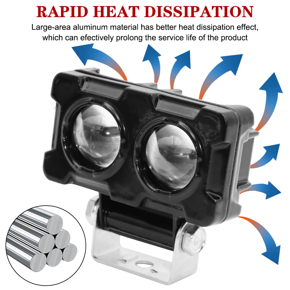 1 قطعة 20 واط عدسة الأضواء عدسات مزدوجة الأضواء دراجة نارية LED الدراجات النارية مساعد الضباب مصباح ثنائي اللون الأبيض الأصفر الضوء