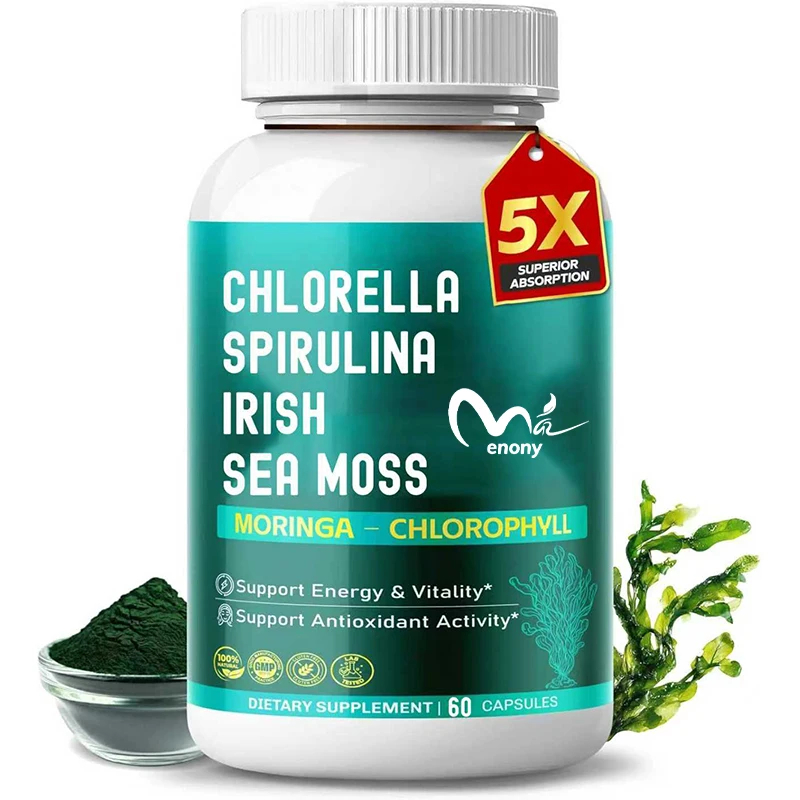 

Spirulina, spirulina, Moringa and chlorophyll, support energy, vitality and antioxidants, 60 capsules