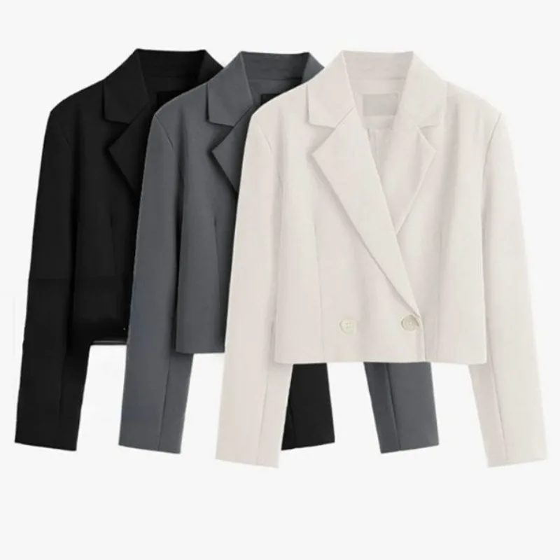 Korean Style Blazers for Women Long Sleeve Spring Clothing All-match Fashion Girls Casual Minimalist Design Notched Prevalent