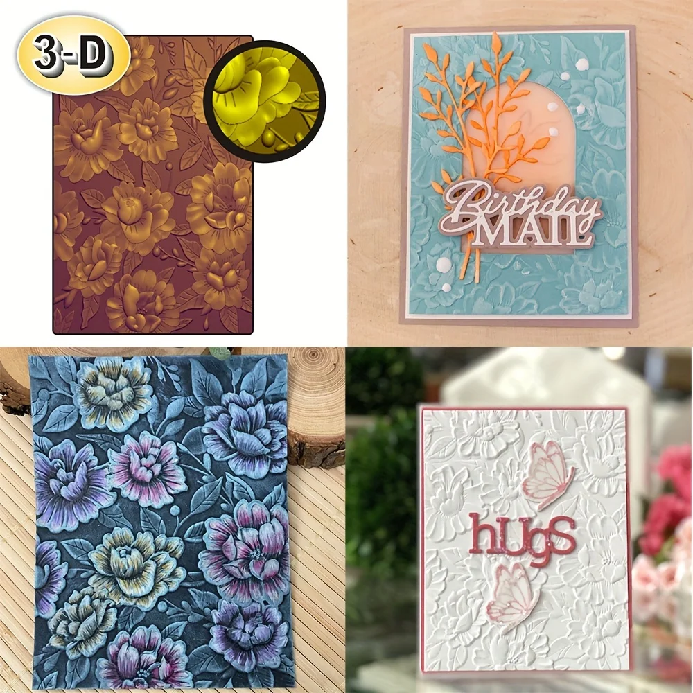 

Bloom Flowers 3D Embossing Folder Patterns Templates For Adding Texture And Dimension To Craft DIY Scrapbooking Card Background