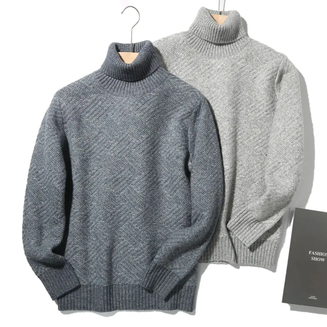 

Fashionable Thickened High Collar Men's Knitwear Winter Warm Stylish All-Match Cozy Neck Warmer Urban Style Long Sleeve Sweater