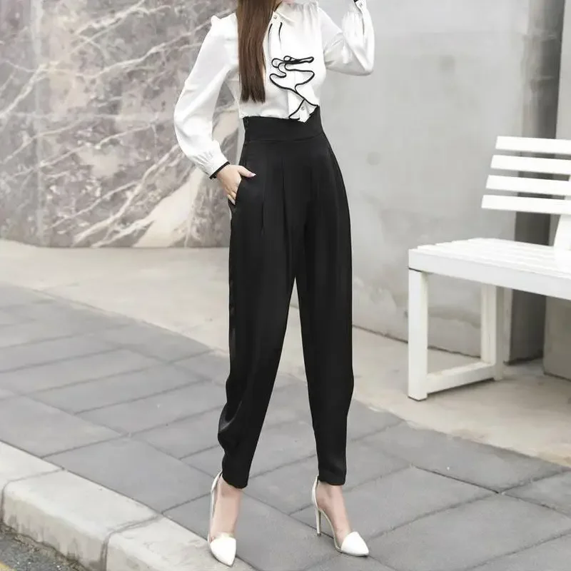 

Khaki Harem Clothes Female Pants and Capris Baggy Loose Black Trousers for Women Slacks Trends 2024 Autumn Classic Cotton New In