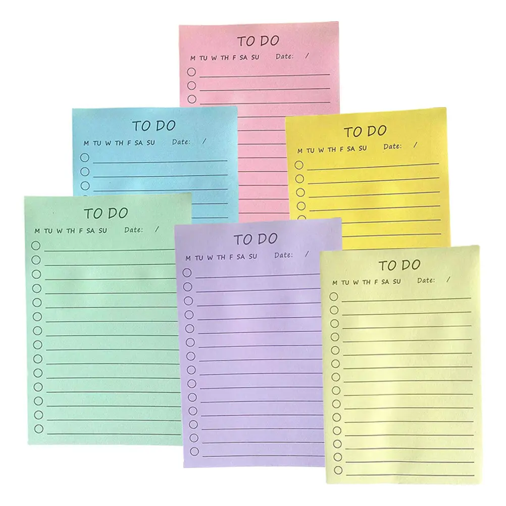 

6 цветных блокнотов для заметок, многоразовые наклейки, гладкое письмо без разводов, для организации офисной работы, списков дел, напоминаний