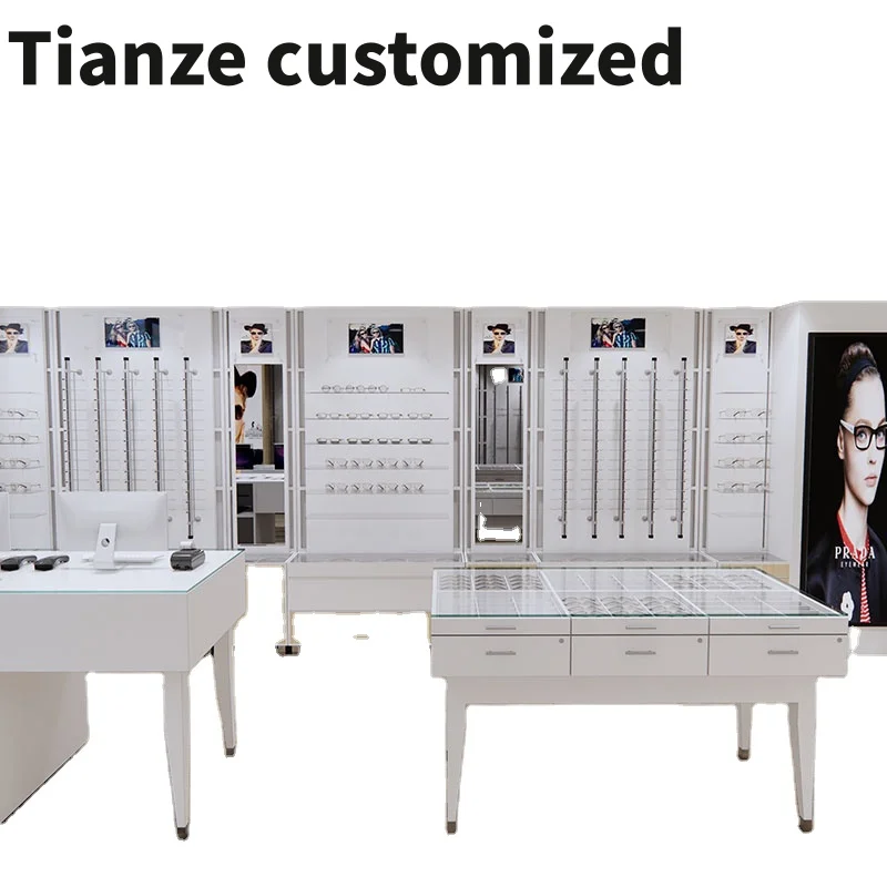 

Customized-Retail Store Eyewear Display Cabinet Contact Lenses Shelf Wall Mounted Frame Rods Eyeglasses Design Optical Shop Furn