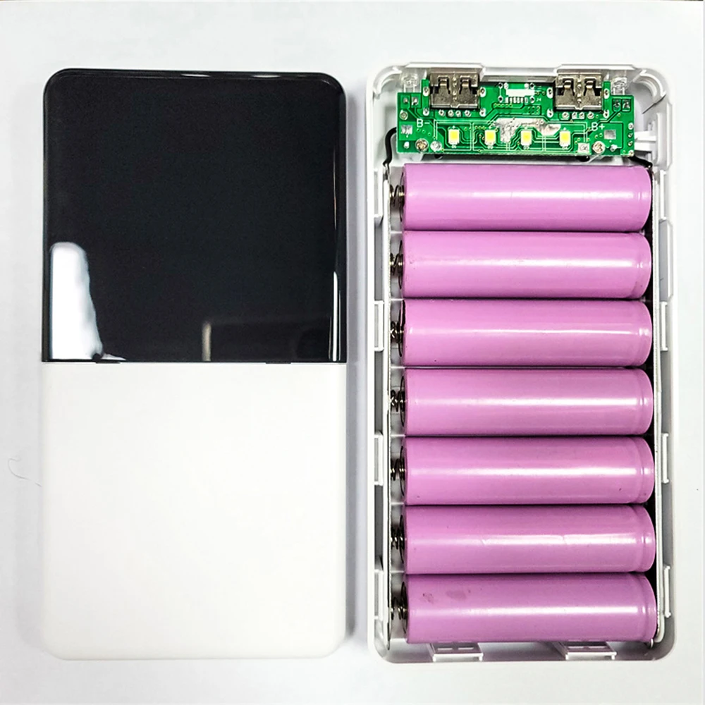 DIY 18650 Power Bank Shell Mobile Phone Power Bank With LED Light No Soldering Storage Box External Battery Pack PowerBank Case