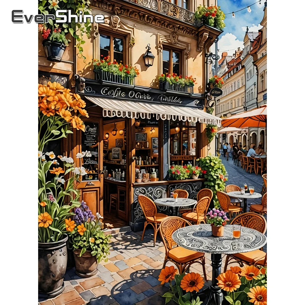 

EverShine Full Square Diamond Embroidery Street Picture Of Rhinestones Mosaic Landscape Painting House Unique Decor For Home