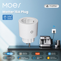 MOES Tuya 16A Smart Plug WiFi Socket with Power Monitor, Matter Compatible for Apple Home/Google/Alexa & Smartthings via App