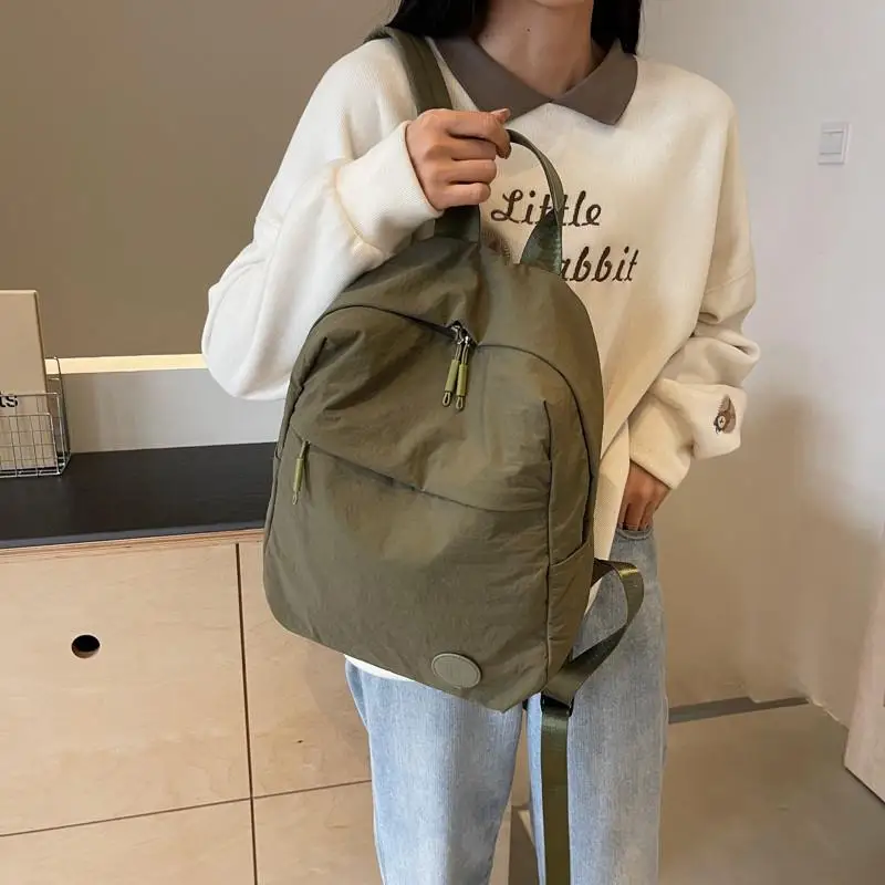 Korean Sle Nylon Travel Bapa Women's 2024 New Lightweight Outdoor School Bag Simple Design Soft Handle Vertical ape