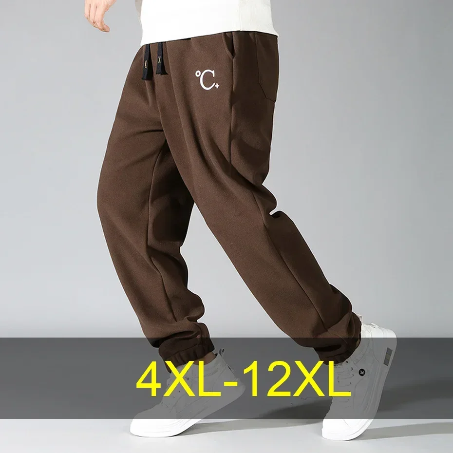 

Fleece Jogger Pants Men 10XL 12XL Plus Size Sweat Pants Autumn Winter Warm Thick Fleece Pants Elastic Waist Male Big Size 12XL