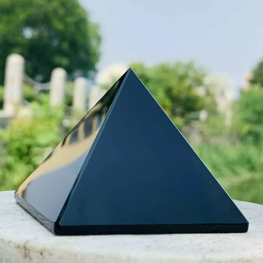 Natural Black Obsidian Crystal Pyramid Energy Generator Natural Quartz for Chakra Reiki Home Decor