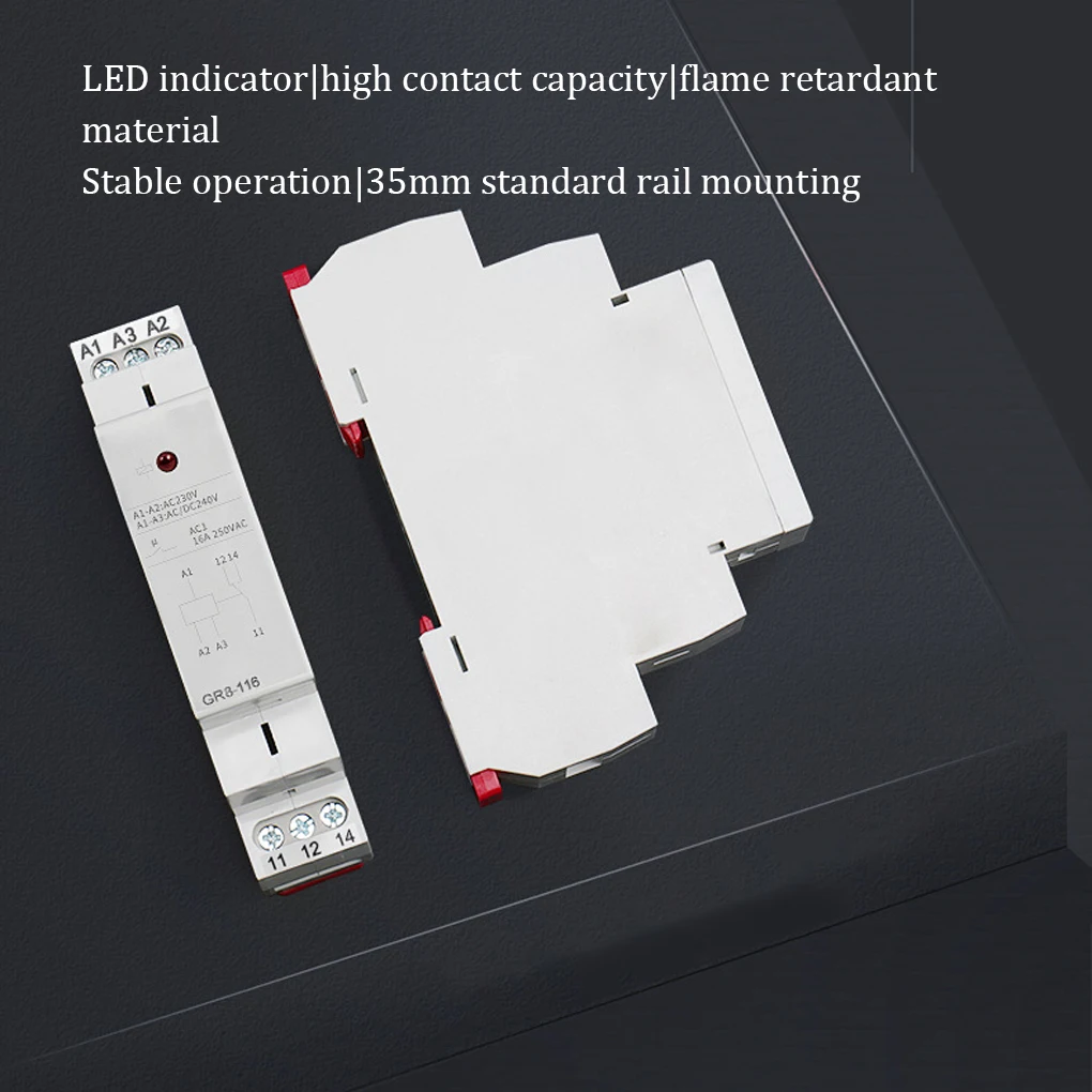 ABS Intermediate Relay DIN Rail 35mm LED Antiflaming Portable Detachable Professional Replacement Home Switch Relays