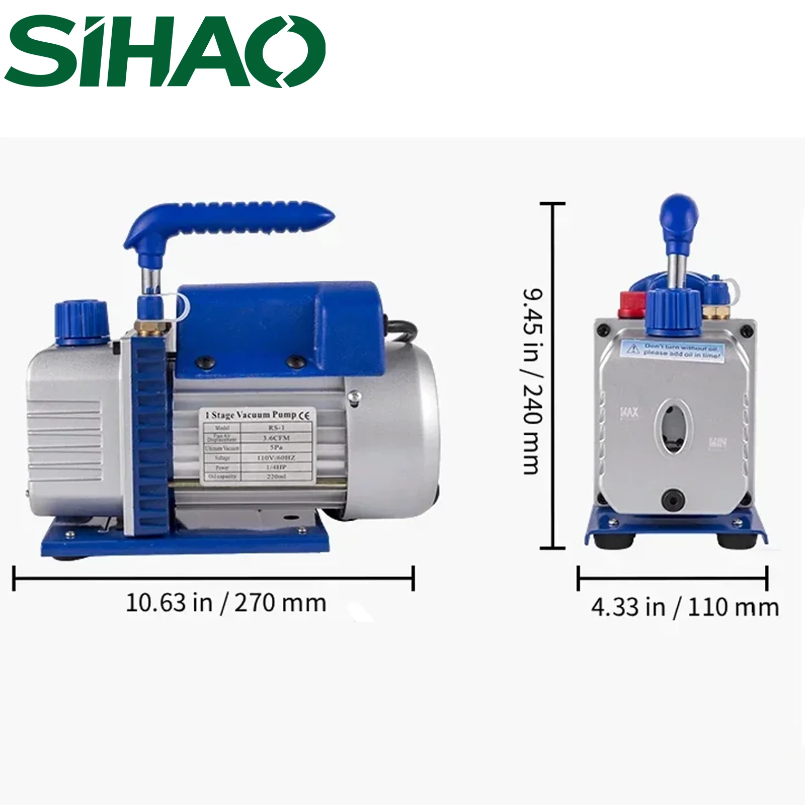 Rotary Vane Vacuum Pump Hvac 4Cfm 1/3Hp - Bomba de Vácuo de Palhetas Rotativas