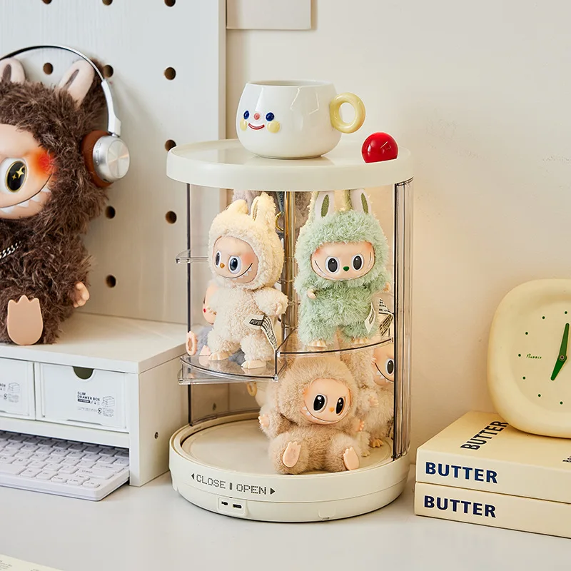 

Rotating blind box storage display stand dustproof transparent building block large figure doll display case labubu display box