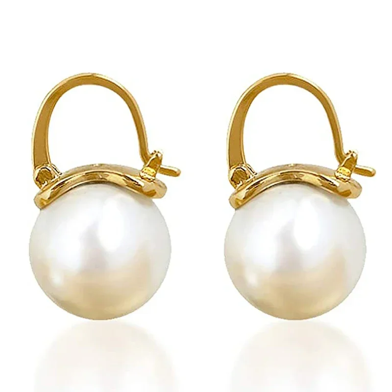 2024 Simple Elegant Simulated Pearl Drop Earrings for Women Metal Gold Color Fashion Female  Daily Wear Modern Jewelry