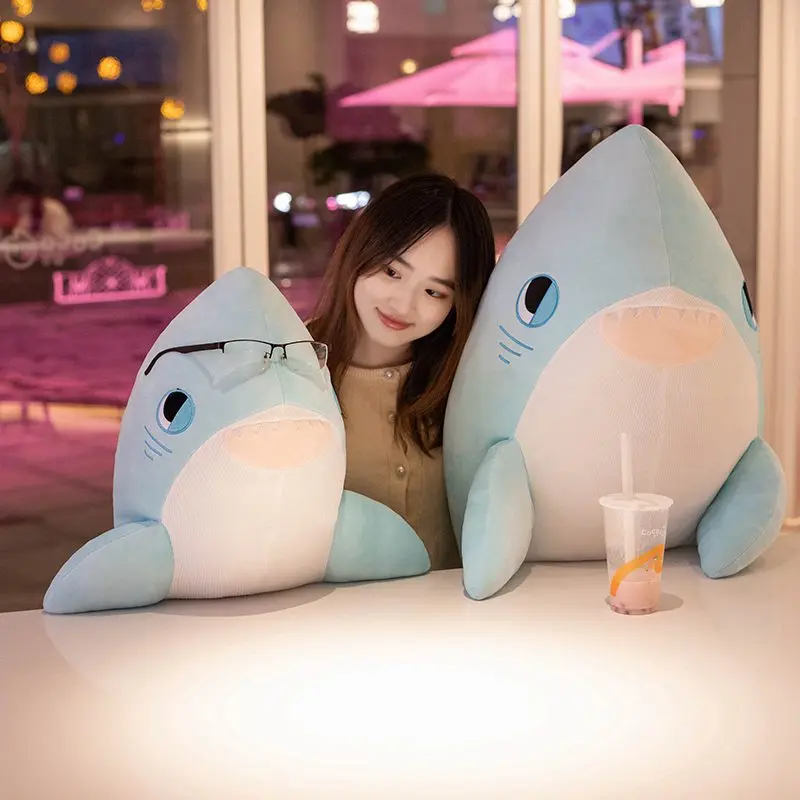 Giant Cute Colorful Shark Plush Toy Soft Stuffed Speelgoed Animal Reading Pillow for Birthday Gifts Cushion Doll Children Gift