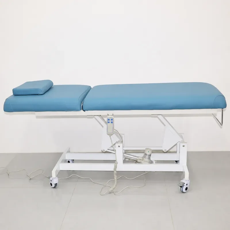 Blue Electric Massage Bed with Pulleys for Beauty Spa Physiotherapy Medical Treatment Adjustable Therapy Table