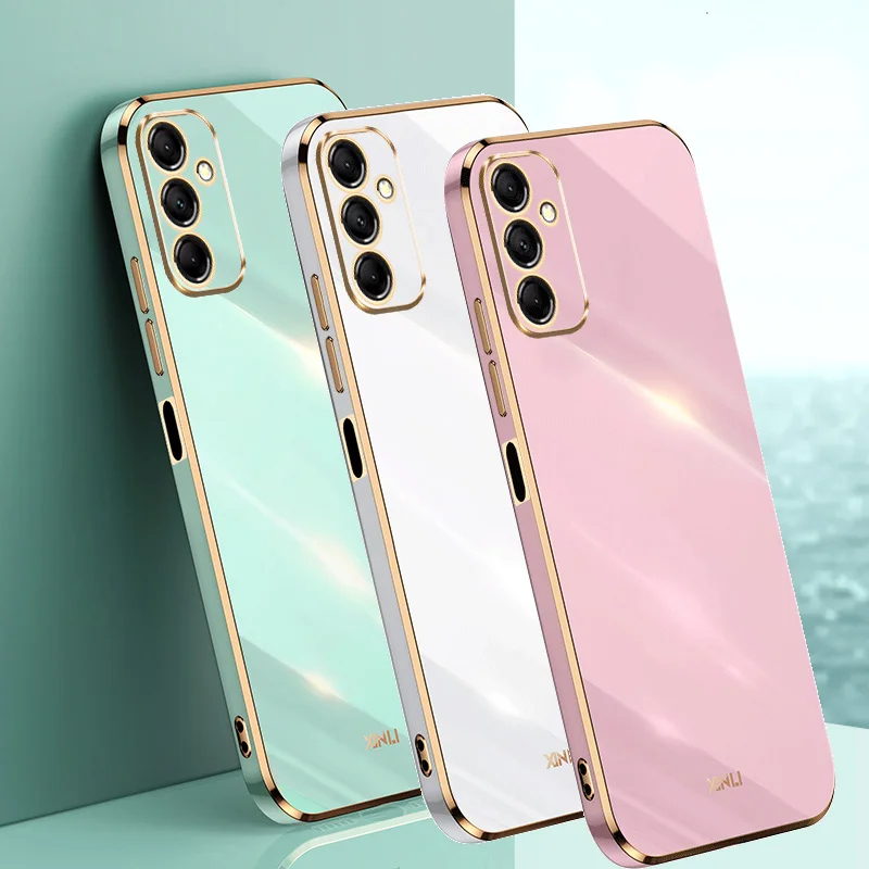 Electroplated Plating Square Frame Phone Case Funda For Samsung Galaxy A56 A36 A26 A16 A55 A35 A25 A15 A 55 35 25 5G Soft Cover