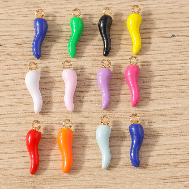 10pcs 5x19mm Cute Colorful Resin Chili Pepper Charms Pendants for Jewelry Making Earrings Necklaces Bracelet DIY Crafts Supplies