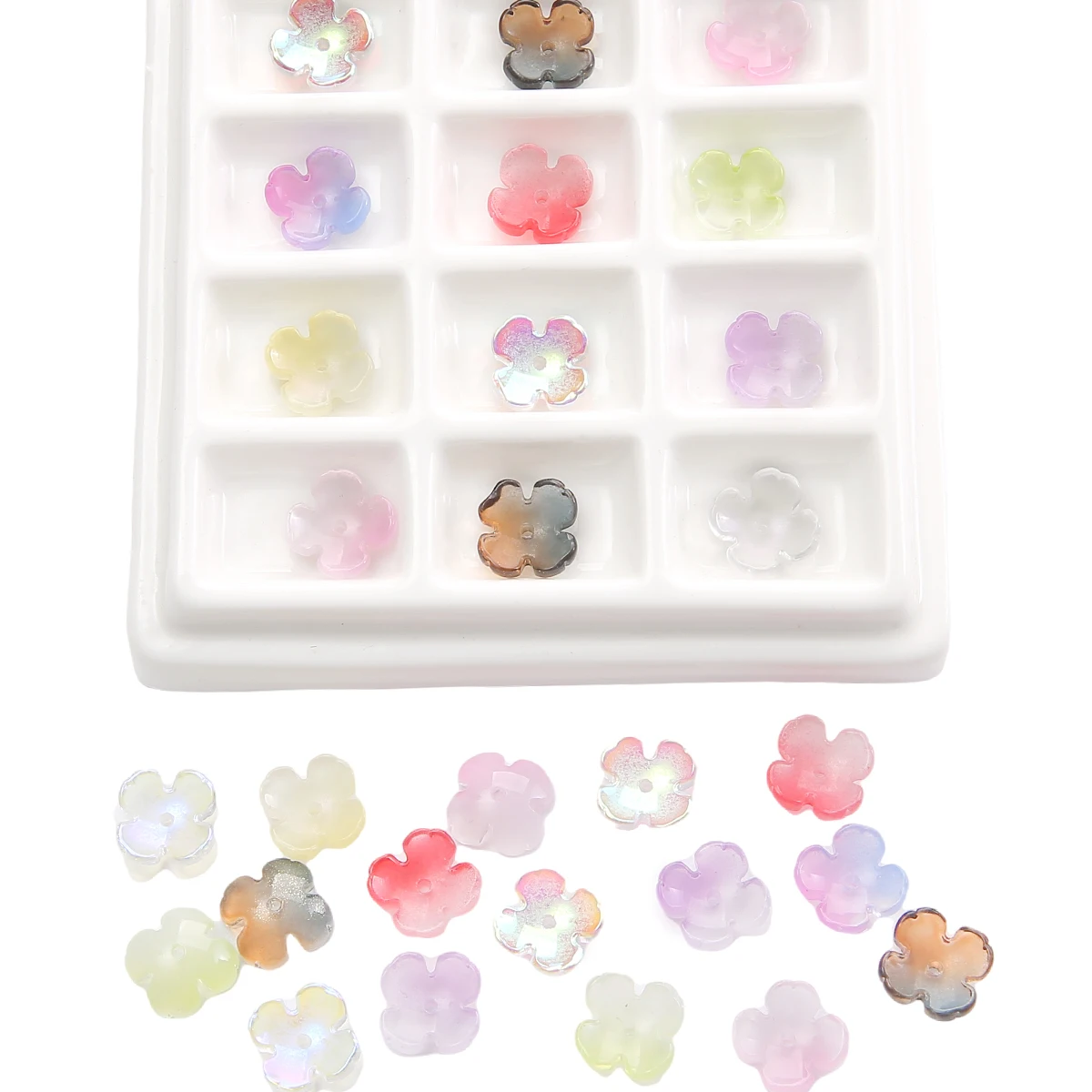 

12mm 10pcs Colorful Four-petal flower Beads Czech Crystal Glass Beads For DIY Bracelets Necklace Headwear Accessories