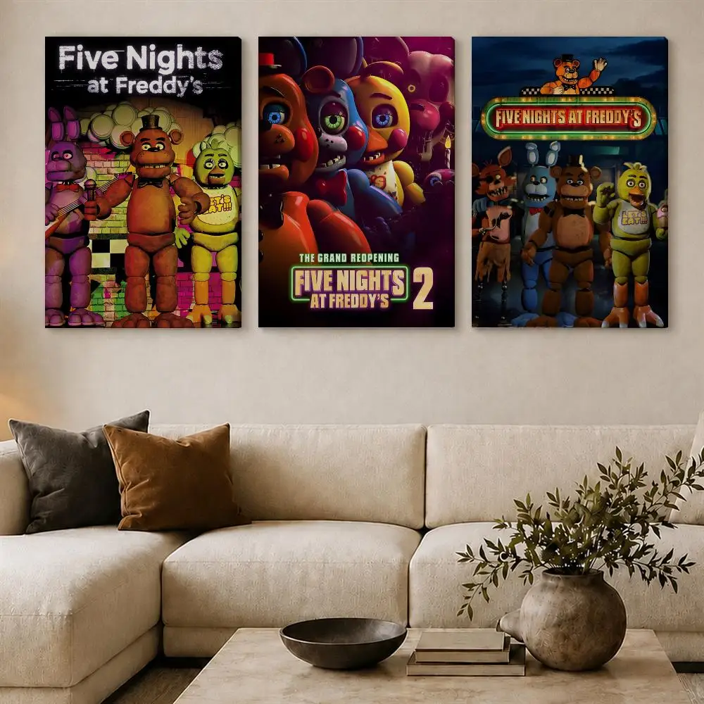 Fnaf Five-nights-At-Freddys Classic Poster Framed Canvas Wall Art Gallery Wrapped Ready To Hang Living Room Bedroom Home Decor