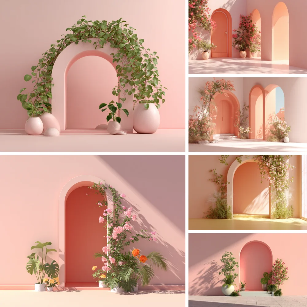 Photography Background Pink Arch Floral Wedding Maternity Adult Child Art Portrait Decor Backdrop Photo Studio