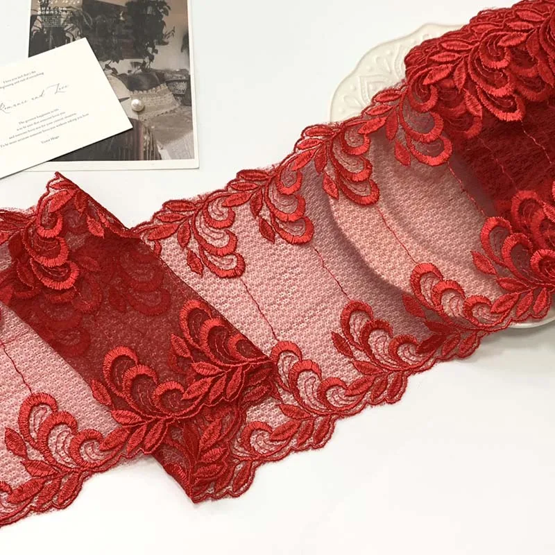 

29 ярдов красная сетка с вышивкой, кружевная отделка, аксессуары для платья, кружевная ткань, швейные поделки, материал куклы