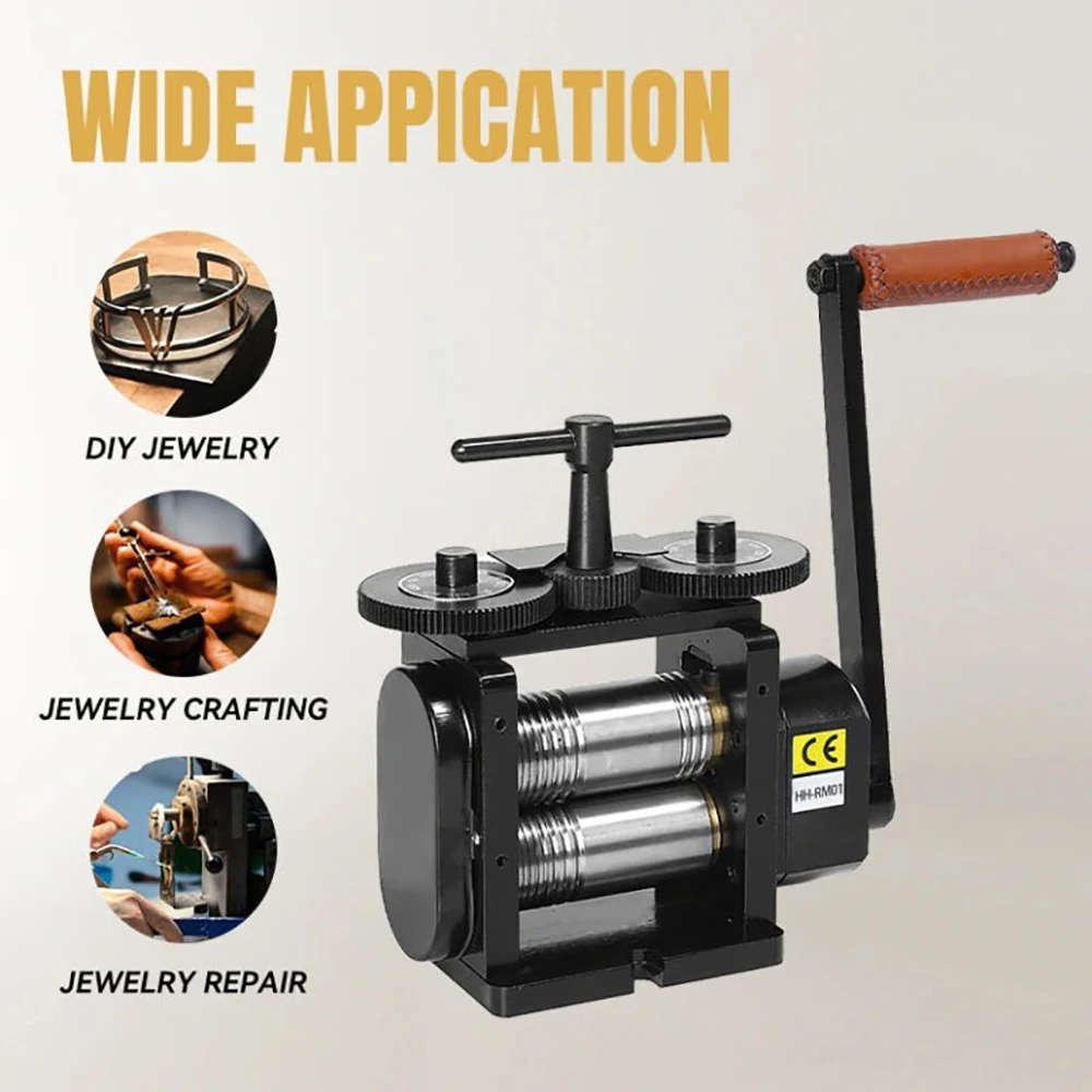110MM 3-in-1 Combination Manual Rolling Mill 4:1 Gear Ratio Gold Silver Sheet Wire Ring Shank Forming Jewelry Metalworking Tool