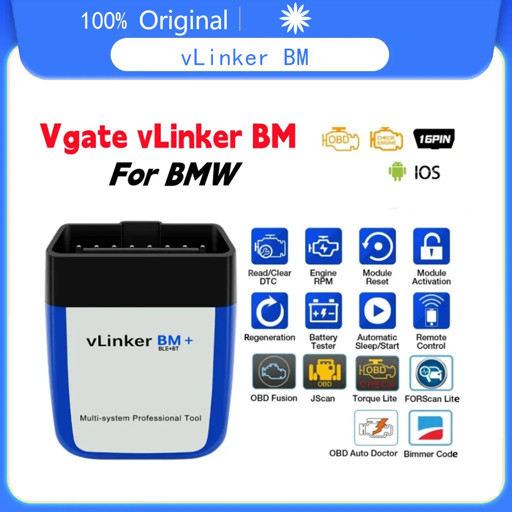 

Vgate vLinker BM ELM327 For BMW Scanner Wifi Bluetooth 4.0 OBD2 OBD 2 Car Diagnostic Auto Scan Tool Bimmercode ELM 327 V1.5 V1 5