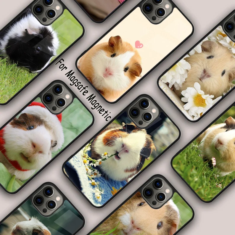 Creative Simple Cute Guinea Pig Magnetic Phone Case For APPLE iPhone 16 14 13 12 11 Pro Max 15 Plus Wireless MagSafe Cover