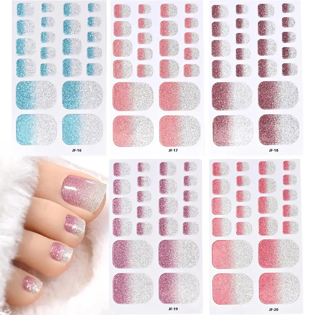 

Glitter Toe Nail Decals Self-Adhesive Full Cover Pure Color Wraps Shiny Deacorations Toe Baking Nail Nail Free Toe Q3H3