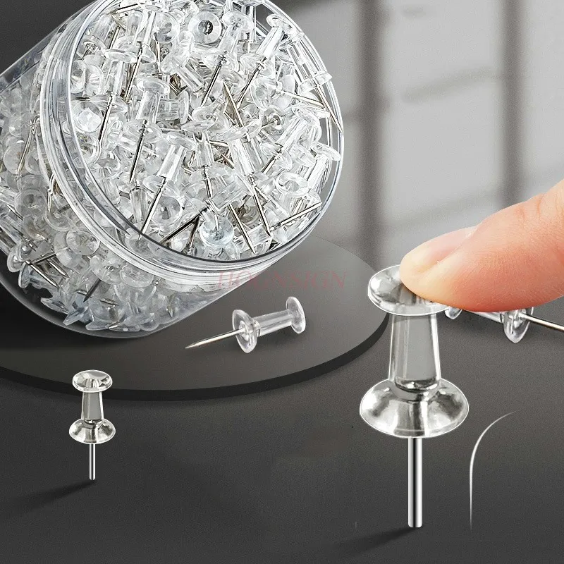 200pc Transparent H-shaped nail, push pin, stainless steel manual pin, wooden board nail, photo, wall felt, wall decoration