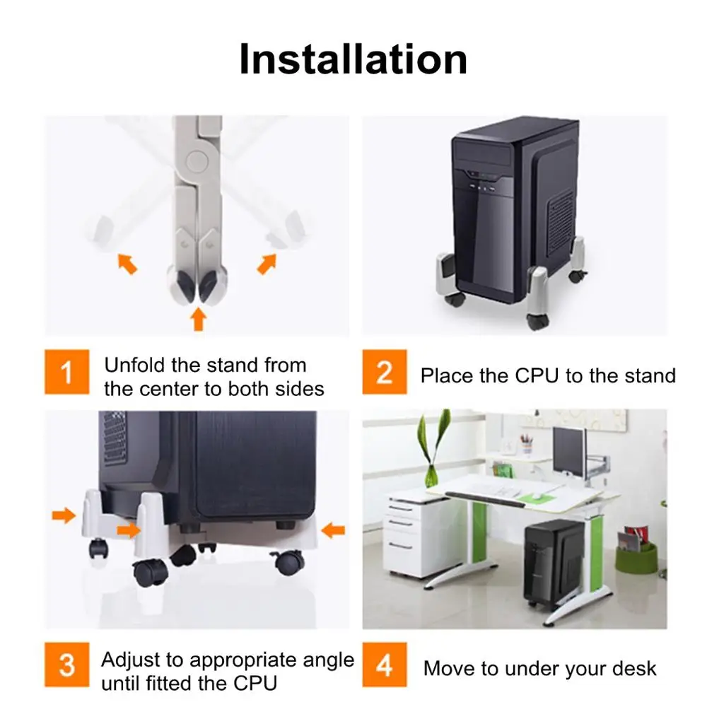 X-shape PC Computer CPU Stand Tower Holder Computer Case Stand with Swivel Mobile Castors/Wheels Adjustable