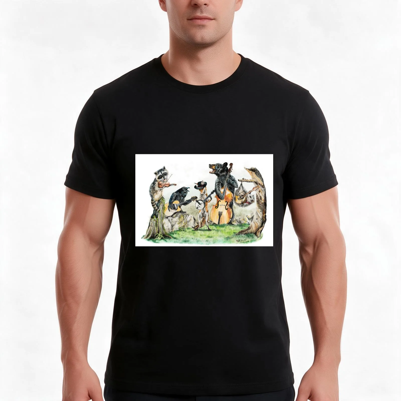 Bluegrass Gang -wild animal music T-Shirt, Summer Casual Cotton Tee, Oversized Streetwear Tops, Vintage Graphic Print