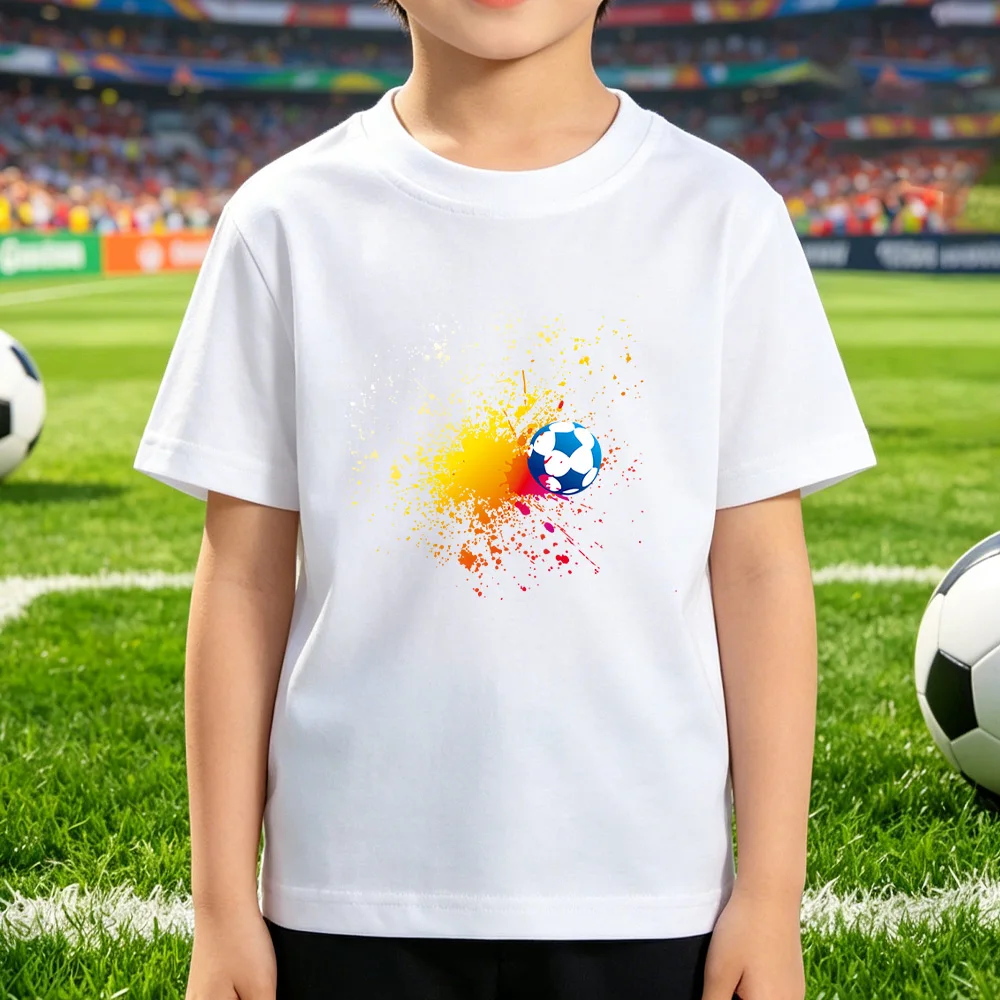 Summer new T-shirt loose comfortable soft skin friendly fashionable versatile creative football print short sleeved top