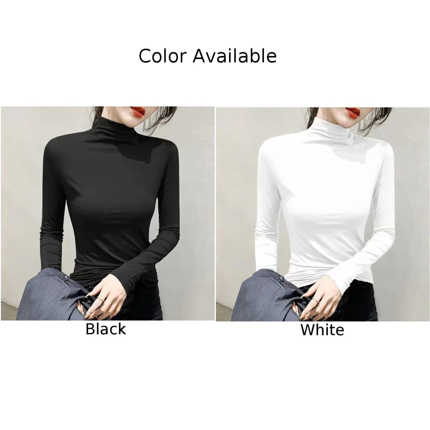 Autumn Wear Slim Fit Top Basic Turtleneck Basic Turtleneck Casual Top Autumn Black Vacation Wear Regular Length