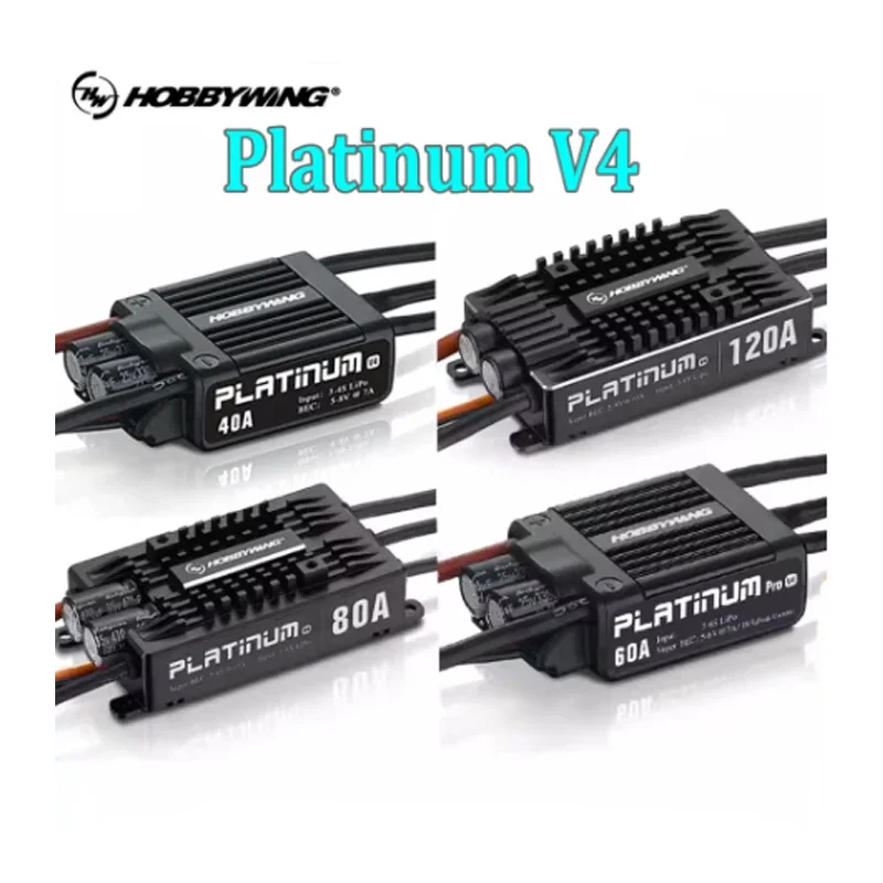 

Hobbywing Platinum V4 25A 40A 60A 80A 120A Brushless ESC Electronic Speed Controller 3-6S Lipo Built-in BEC For RC Airplane