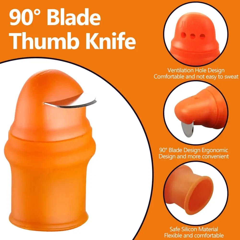 Silicone Finger 90 Degree Knife Protector With Blade For Fruits Vegetable Thumb Knife Finger Guard Kitchen Gadgets