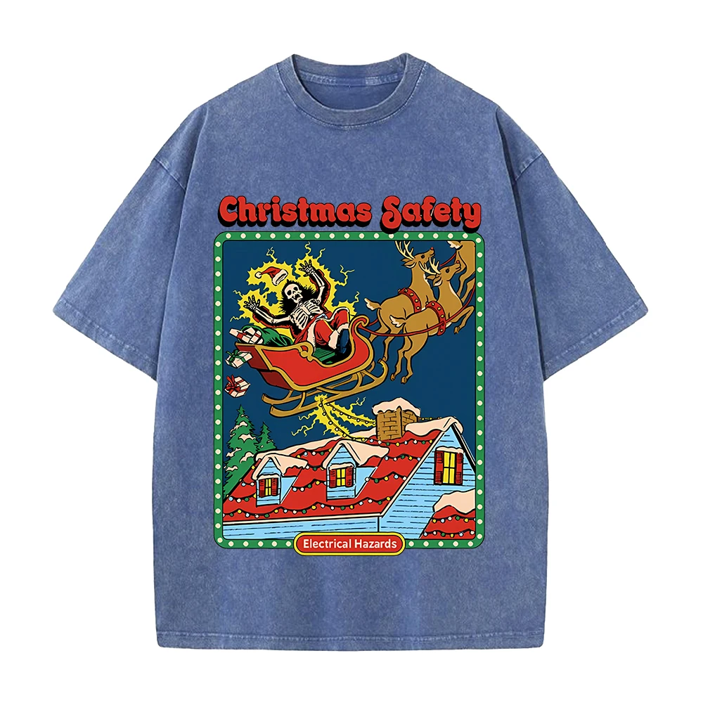 Christmas Safety Dark Comics Vintage Cotton T Shirt