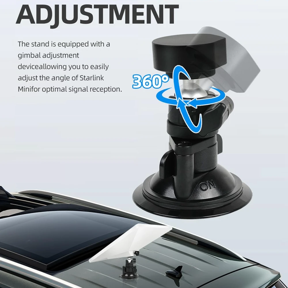 Adjustable Suction Cup Mount for Starlink Mini Simple Installation without Holes for Car Roof RV Yacht Smooth Surfaces Stand