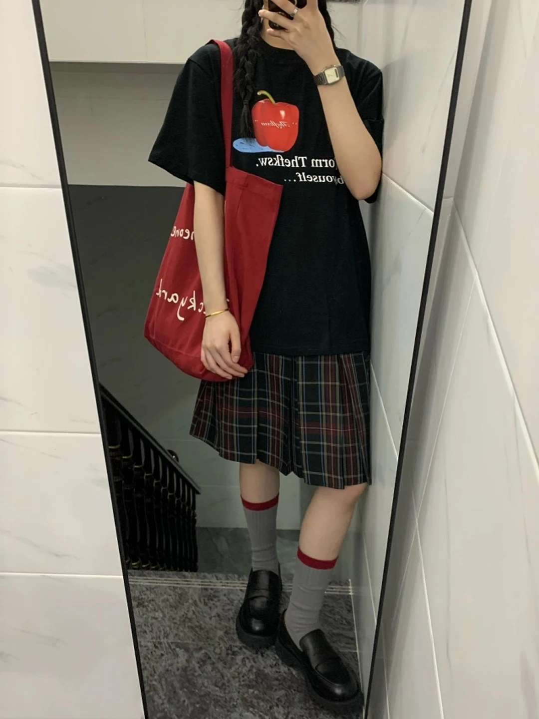 

Summer Handmade Pleated i Plaid Midi Skirt Women's Faion High Waist A-Line Skirt Korean Sle Commute Skirt